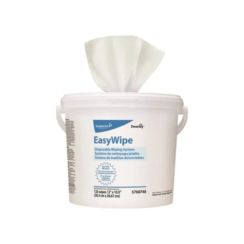 Diversey Easywipe Disposable Wiping Refill, 8.63 x 24.88, White, 125/Bucket, 6/Carton