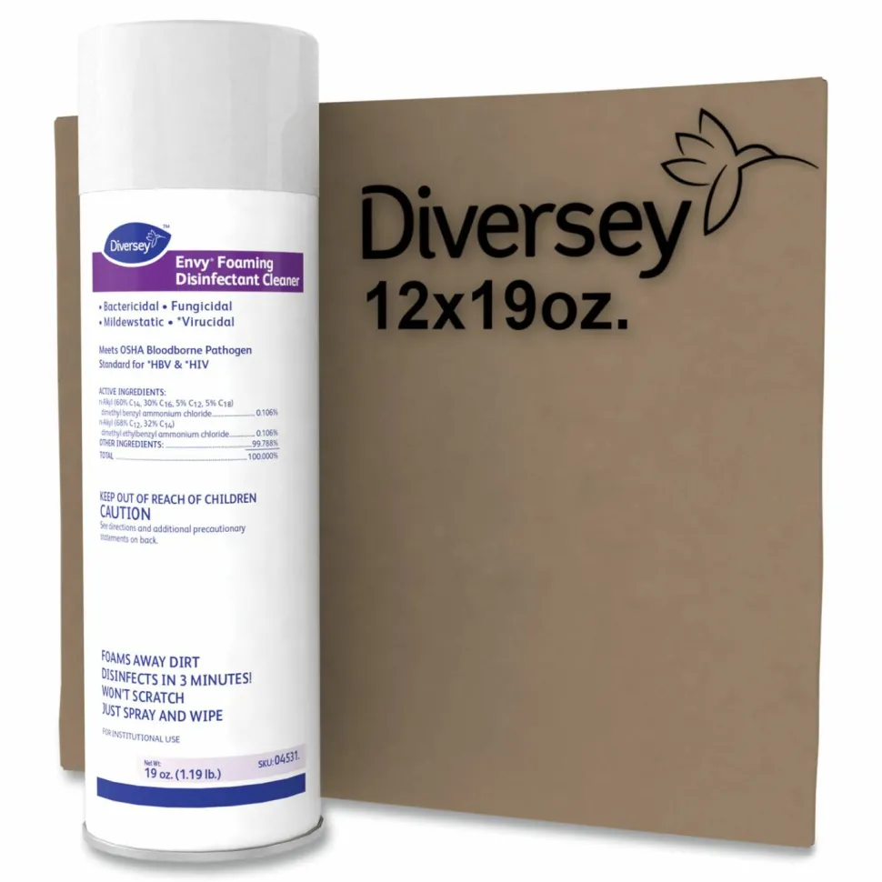 Diversey Envy Foaming Disinfectant Cleaner, Lavender Scent, 19 oz Aerosol Spray, 12/Carton