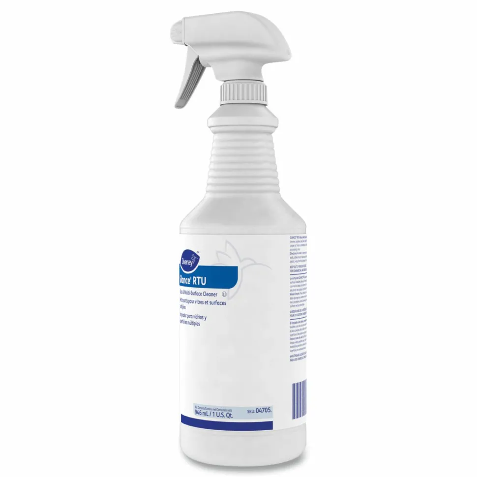 Diversey Glance Glass and Multi-Surface Cleaner, 12 Capped 32 oz Bottles and One Trigger Sprayer, 12/Carton