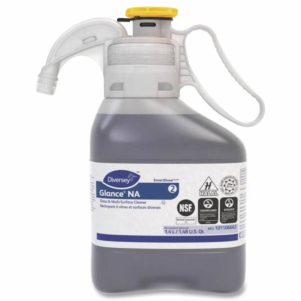 Diversey Glance NA Glass and Multi-Surface Cleaner SC, Unscented, 1.4 L SmartDose, 2/Carton