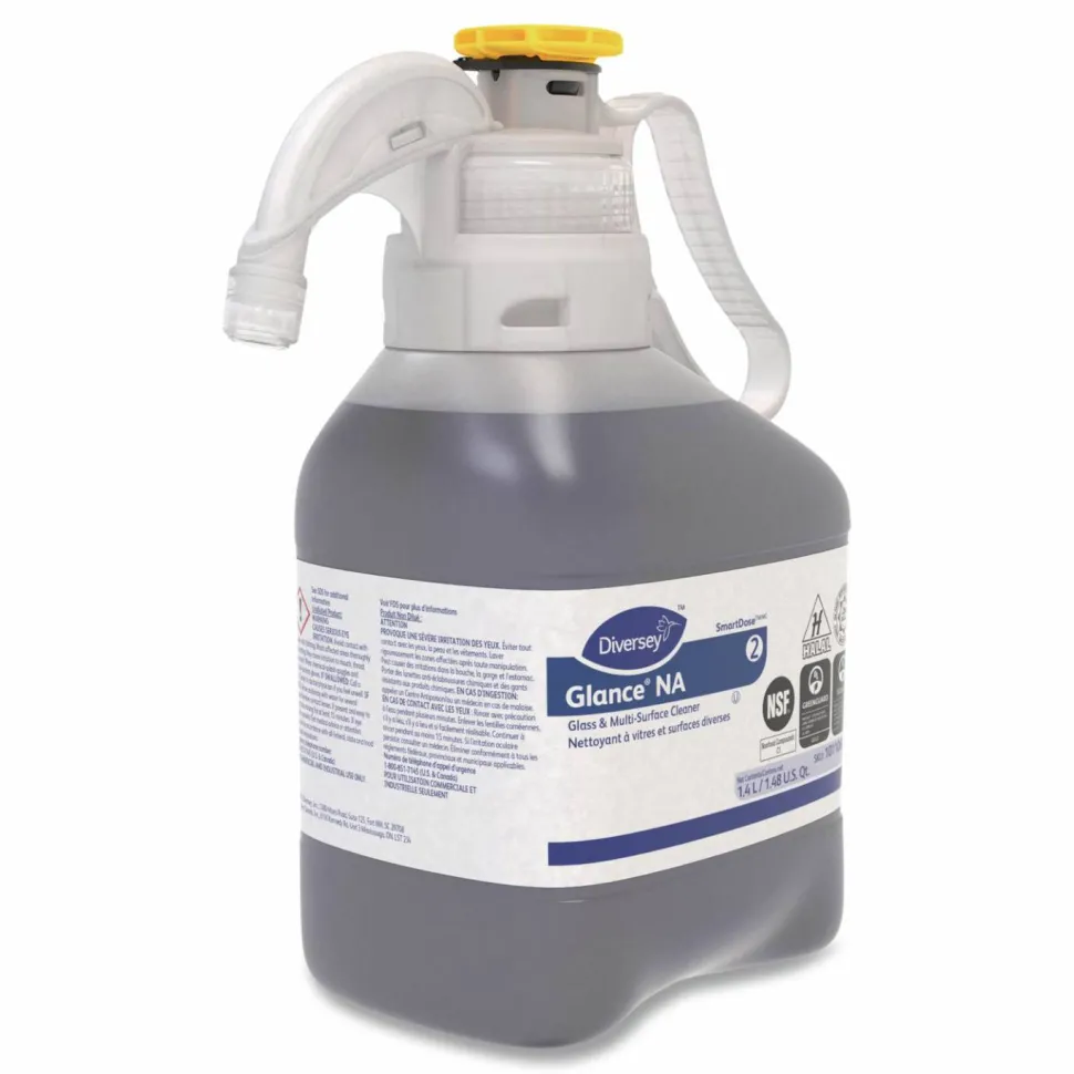 Diversey Glance NA Glass and Multi-Surface Cleaner SC, Unscented, 1.4 L SmartDose, 2/Carton