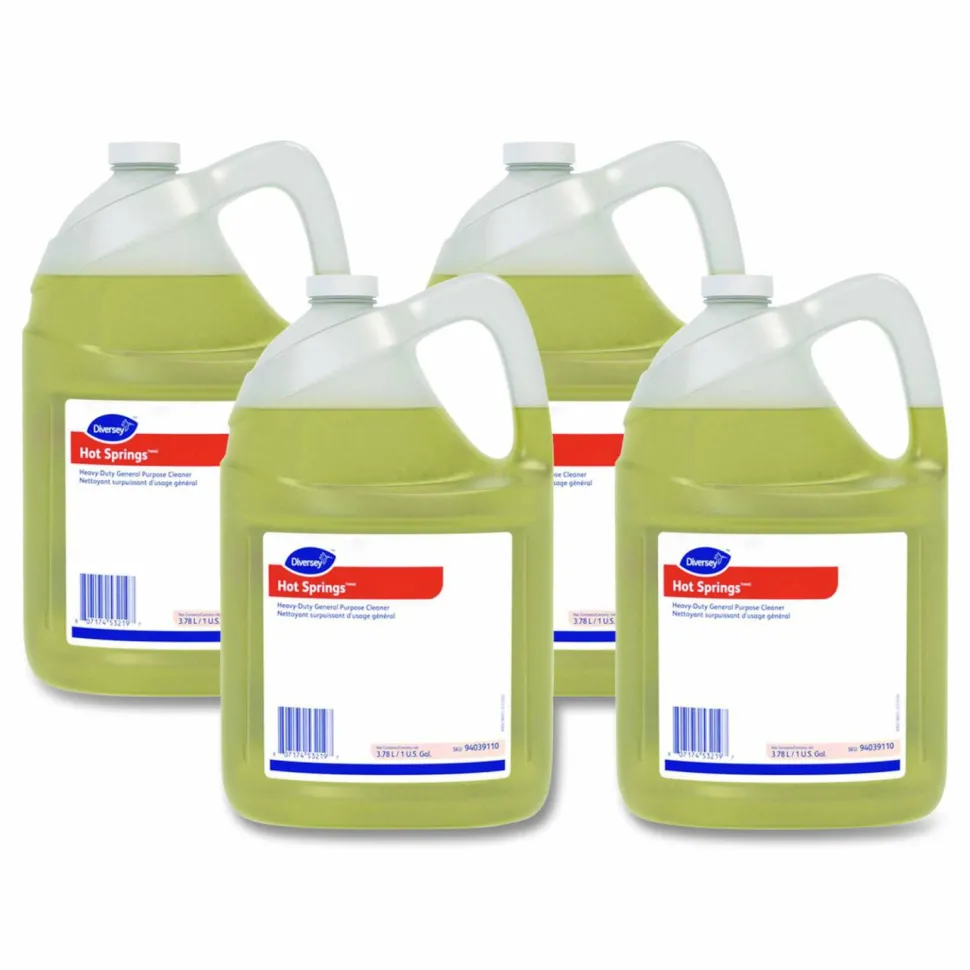 Diversey Hot Springs Heavy-Duty General Purpose Cleaner, Citrus Scent, Liquid, 1 gal, 4/Carton