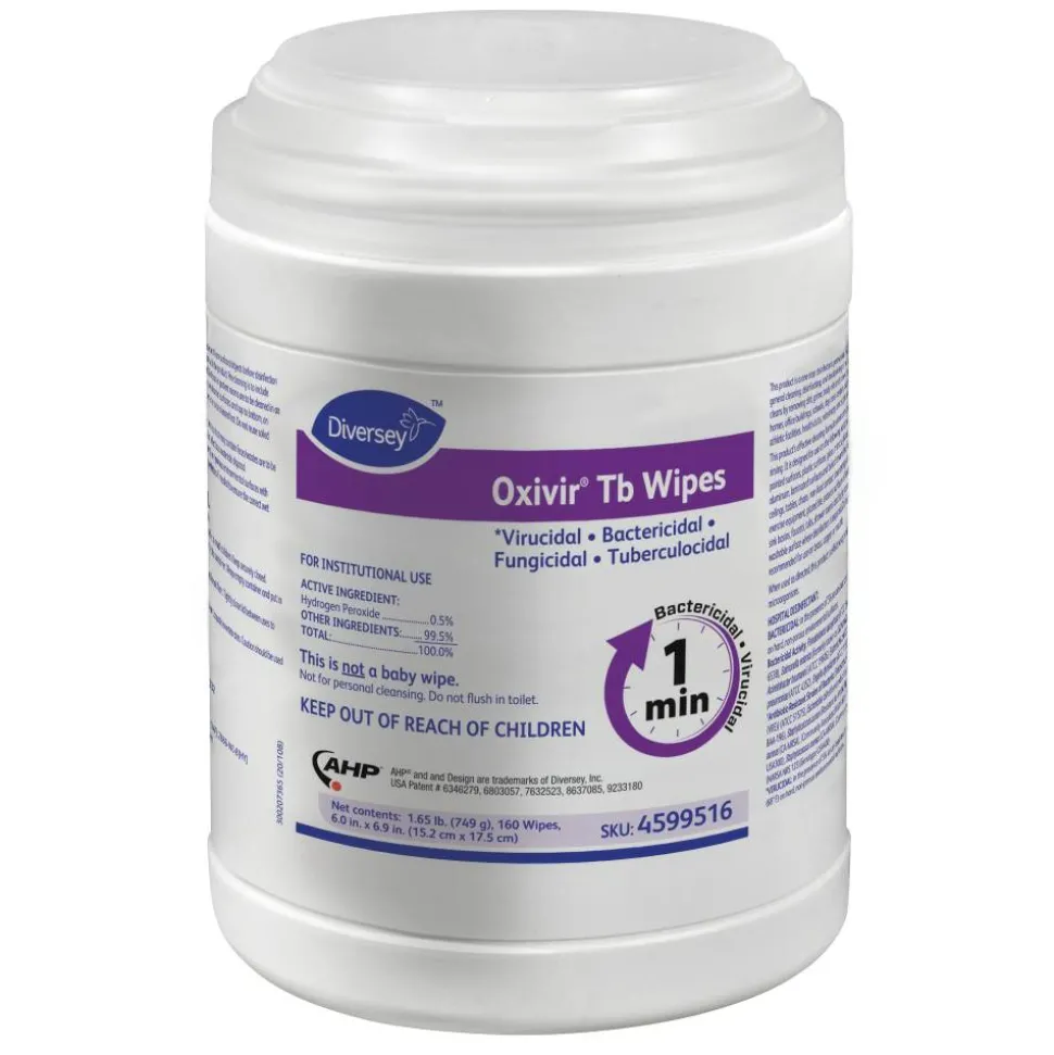 Diversey Oxivir Tb Wipes, Characteristic Scent, 6" x 7", 160 Per Pack, Case Of 12