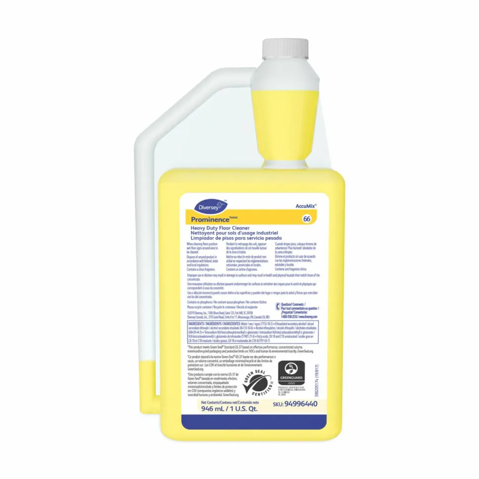 Diversey Prominence Heavy-Duty Floor Cleaner, Fruity Scent, 32 oz. AccuMix Bottle
