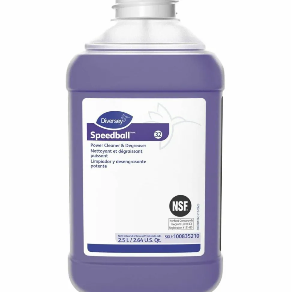 Diversey Speedball Power Cleaner & Degreaser Concentrate, 2.6 Quart, Fresh Lemon/Citrus Scent, Carton Of 2 Jugs