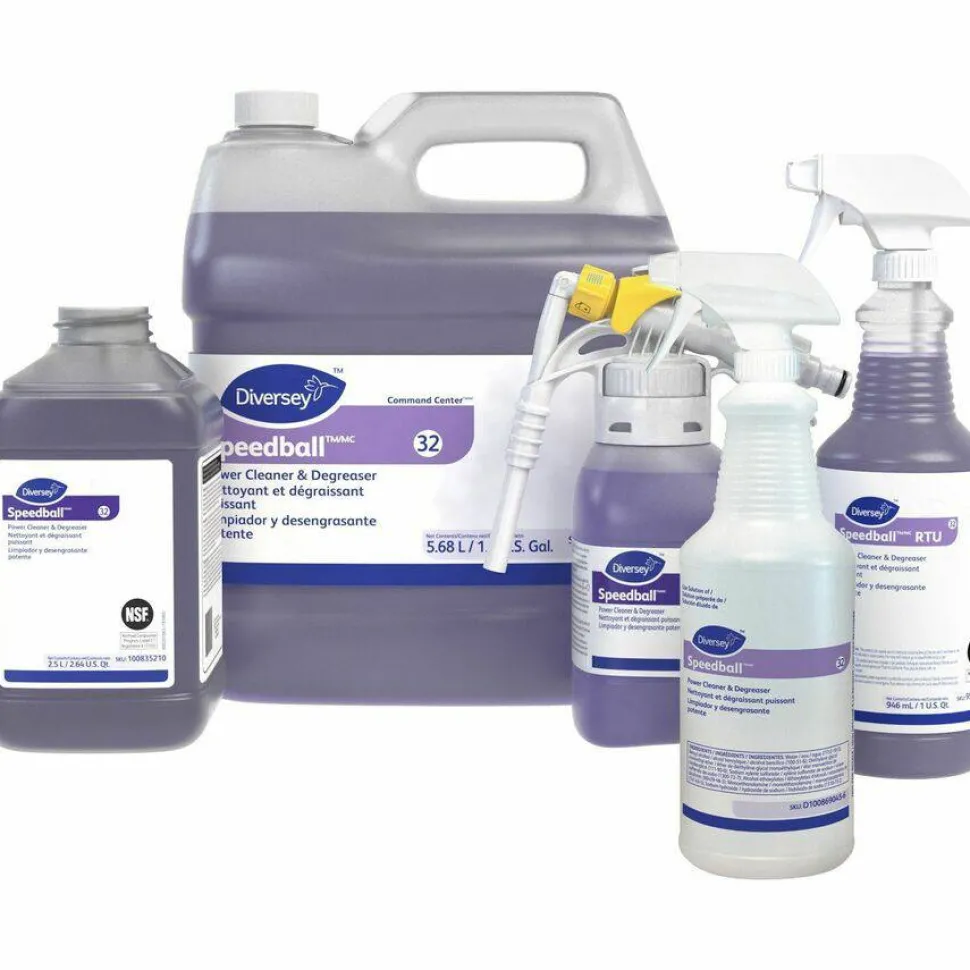 Diversey Speedball Power Cleaner & Degreaser Concentrate, 2.6 Quart, Fresh Lemon/Citrus Scent, Carton Of 2 Jugs