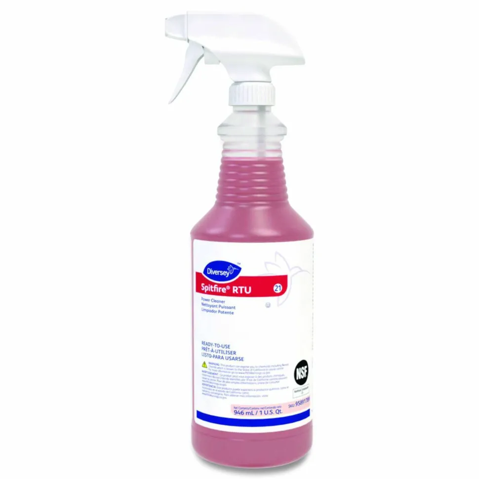 Diversey Spitfire Power Cleaner, Liquid, Fresh Pine Scent, 32 oz Spray Bottle, 12/Carton