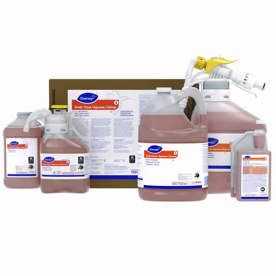 Diversey Stride Neutral Cleaner, Citrus Scent, 5.3 qt, 1 Bottle/Carton