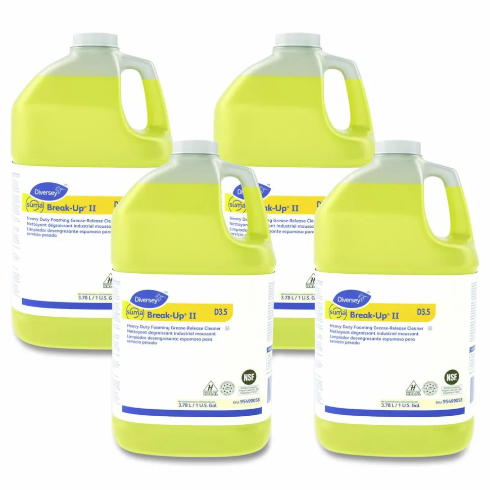 Diversey Suma Break-Up II D3.5 Heavy-Duty Foaming Grease-Release Cleaner, 128 oz Bottle, 4/Carton
