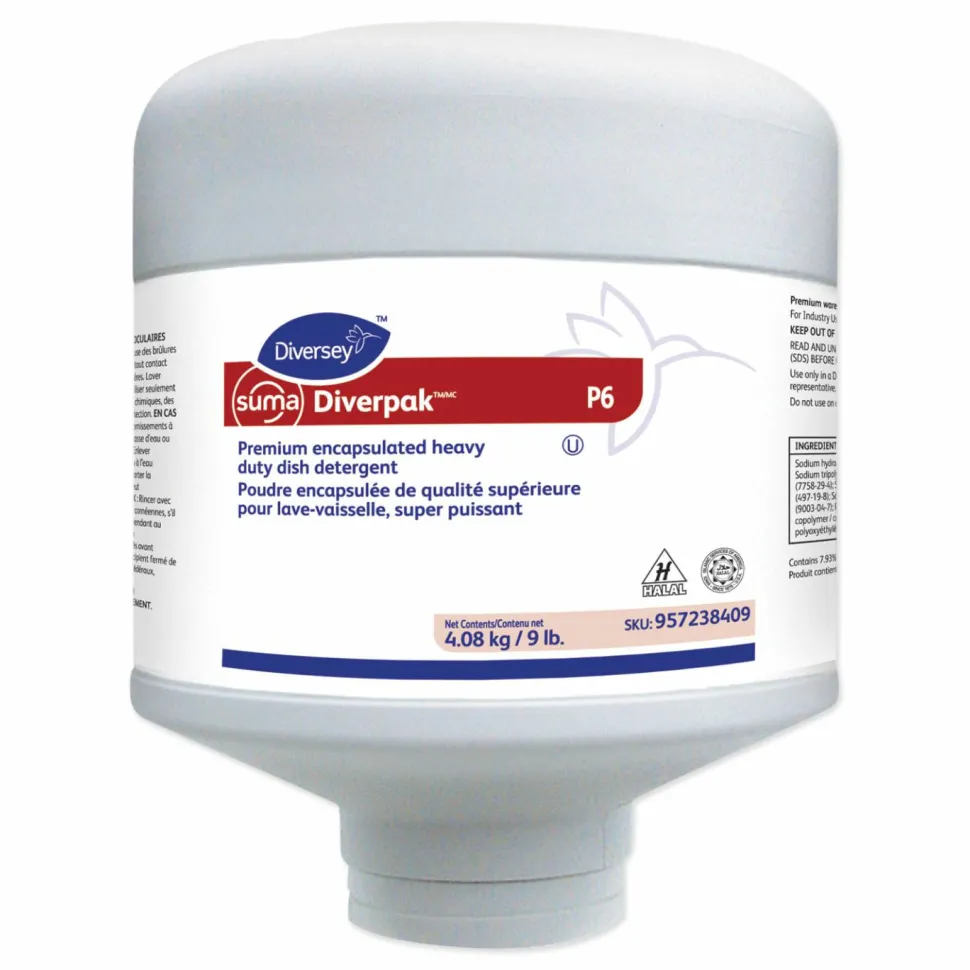 Diversey Suma Diverpak Premium Encapsulated Heavy-Duty Dish Detergent, Unscented, 9 lb Capsule