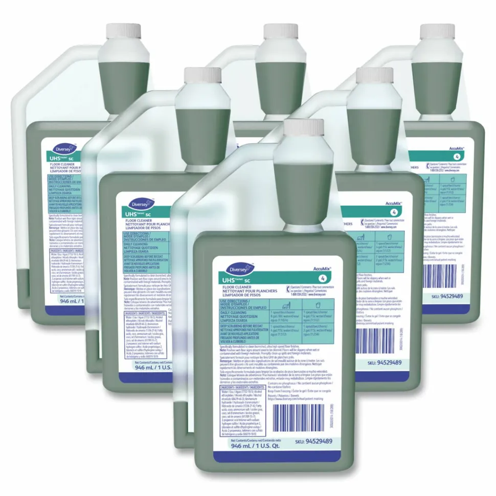Diversey UHS Floor Cleaner, Unscented, 1 qt, Bottle 6/Carton