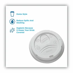 Dixie Dome Drink-Thru Lids, Fits 10 oz to 20 oz Dixie Hot Cups, Plastic, White, 100/Pack