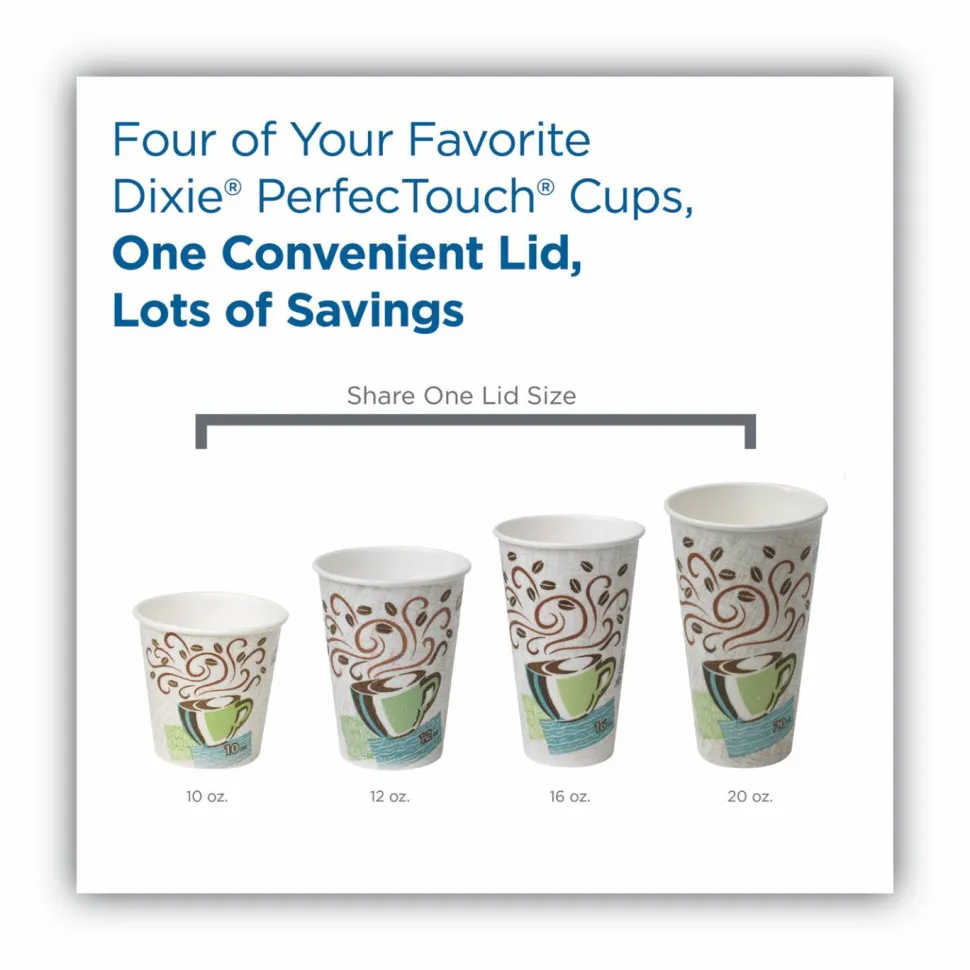 Dixie Dome Drink-Thru Lids, Fits 10 oz to 20 oz Dixie Hot Cups, Plastic, White, 100/Pack