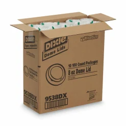 Dixie Drink-Thru Lid, Fits 8 oz Hot Cups, Plastic, White, 1,000/Carton