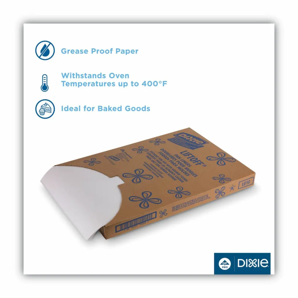 Dixie Greaseproof Liftoff Pan Liners, 16.38 x 24.38, White, 1,000/Carton