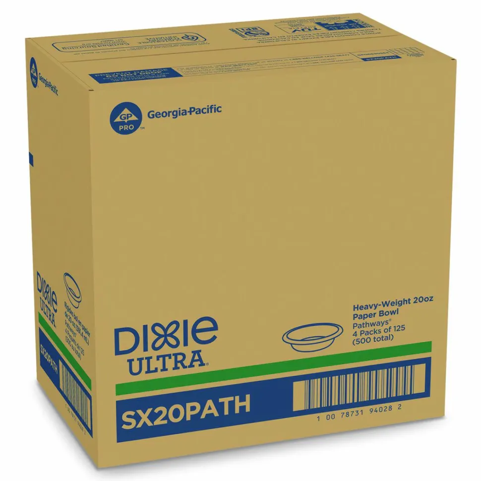 Dixie Pathways Heavyweight Paper Bowls, 20 oz, White/Green/Burgundy, 125/Pack