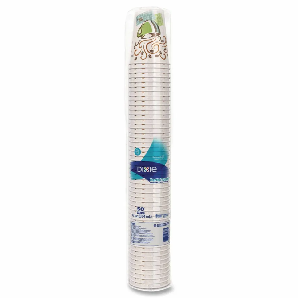Dixie PerfecTouch 12 oz Insulated Paper Hot Coffee Cups by GP Pro