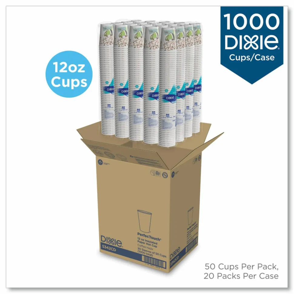 Dixie PerfecTouch 12 oz Insulated Paper Hot Coffee Cups by GP Pro