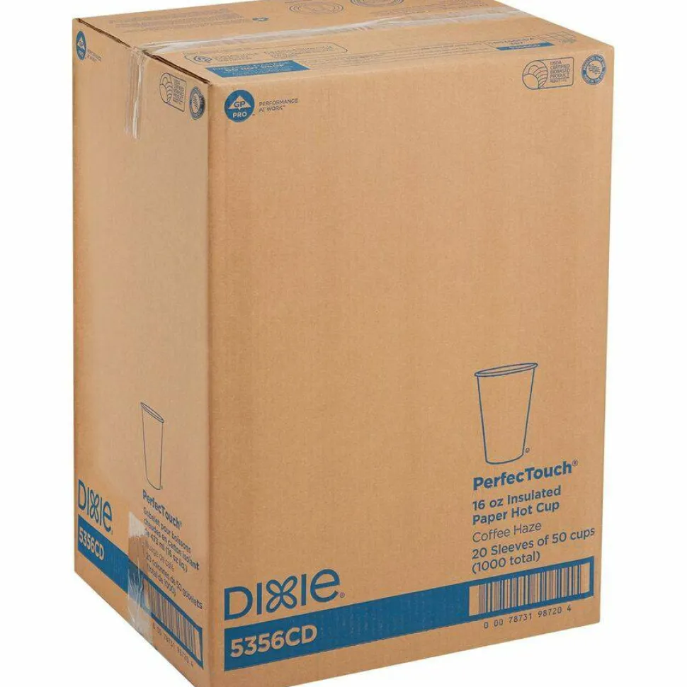 Dixie PerfecTouch 16 oz Insulated Paper Hot Coffee Cups by GP Pro - 50 / Pack