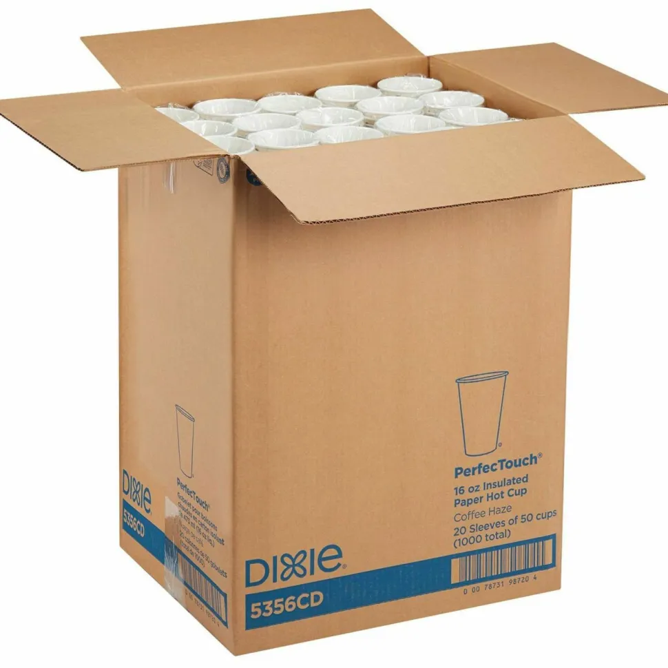 Dixie PerfecTouch 16 oz Insulated Paper Hot Coffee Cups by GP Pro - 50 / Pack