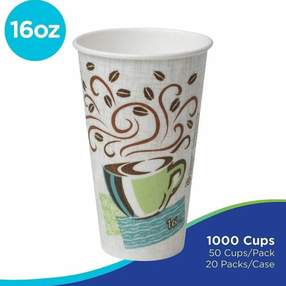 Dixie PerfecTouch 16 oz Insulated Paper Hot Coffee Cups by GP Pro - 50 / Pack