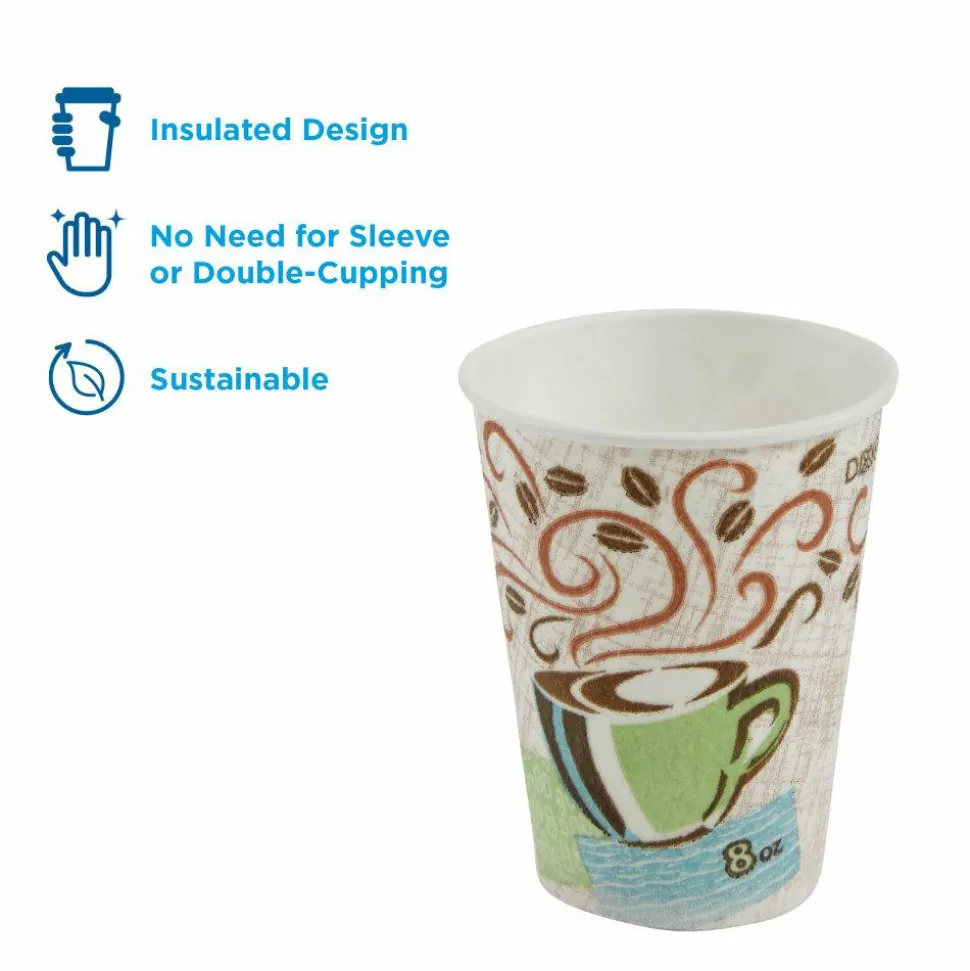 Dixie PerfecTouch 8 oz Insulated Paper Hot Coffee Cups by GP Pro - 50 / Pack