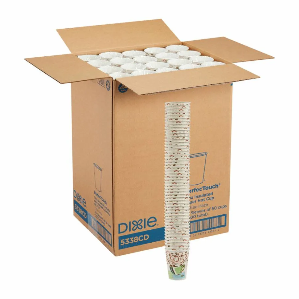 Dixie PerfecTouch 8 oz Insulated Paper Hot Coffee Cups by GP Pro - 50 / Pack