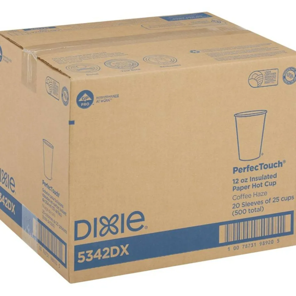 Dixie PerfecTouch 12 oz Insulated Paper Hot Coffee Cups by GP Pro