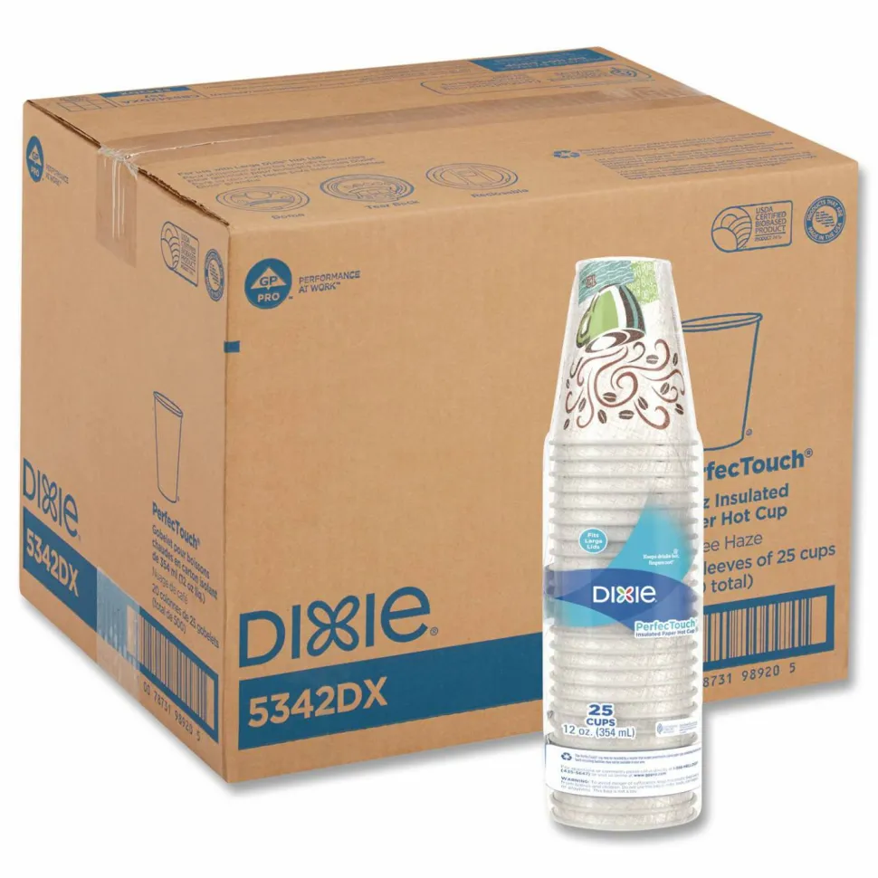 Dixie PerfecTouch 12 oz Insulated Paper Hot Coffee Cups by GP Pro