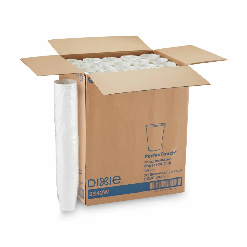 Dixie PerfecTouch 12 oz Insulated Paper Hot Coffee Cups by GP Pro