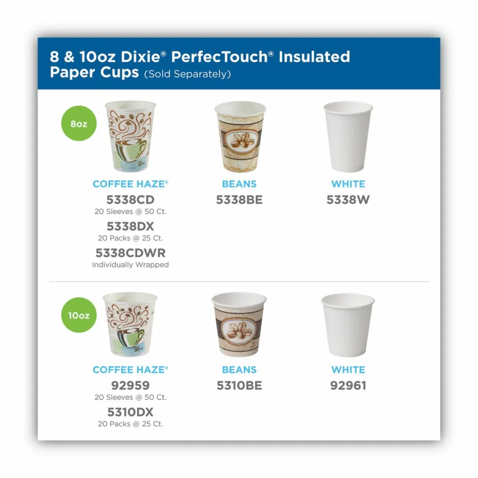 Dixie PerfecTouch 12 oz Insulated Paper Hot Coffee Cups by GP Pro