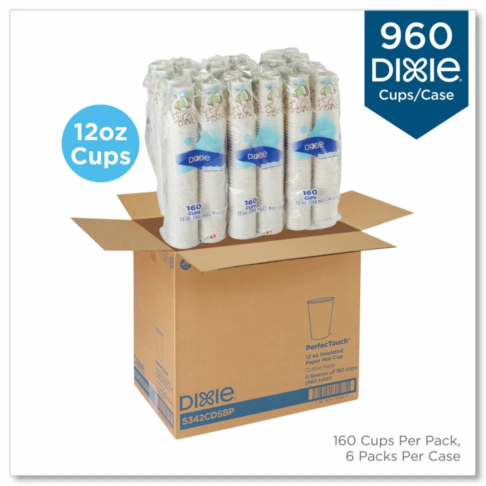 Dixie PerfecTouch 12 oz Insulated Paper Hot Coffee Cups by GP Pro