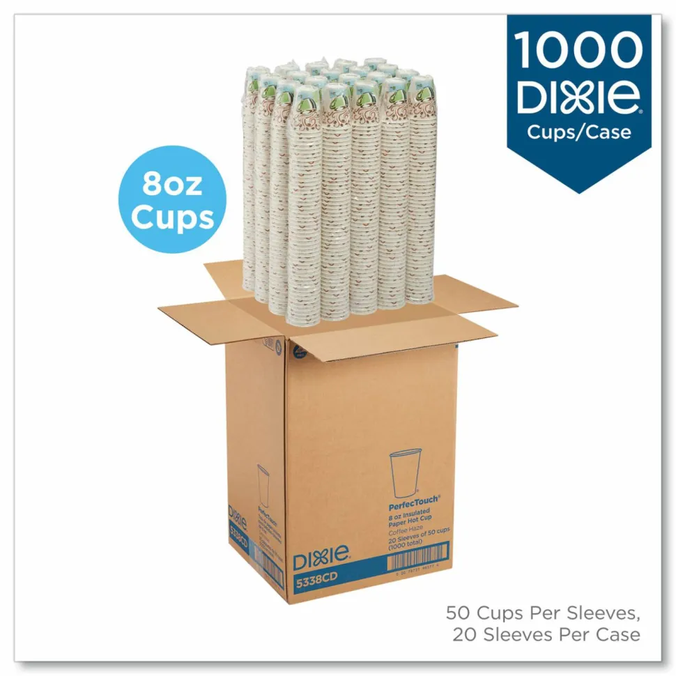 Dixie PerfecTouch by GP PRO Hot Cups, 8 Oz, Box Of 1,000 Cups