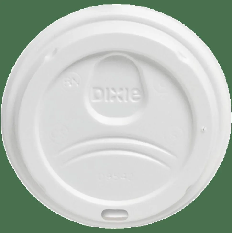 Dixie PerfecTouch Hot Cup Lids, For 10-, 12- And 16-Oz Cups, White, Pack Of 50 Lids