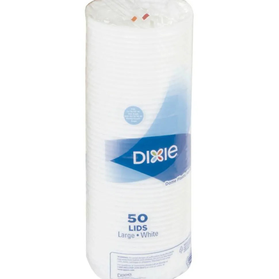 Dixie PerfecTouch Hot Cup Lids, For 10-, 12- And 16-Oz Cups, White, Pack Of 50 Lids