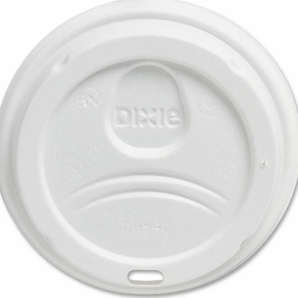 Dixie PerfecTouch Hot Cup Lids, For 10-, 12- And 16-Oz Cups, White, Pack Of 50 Lids