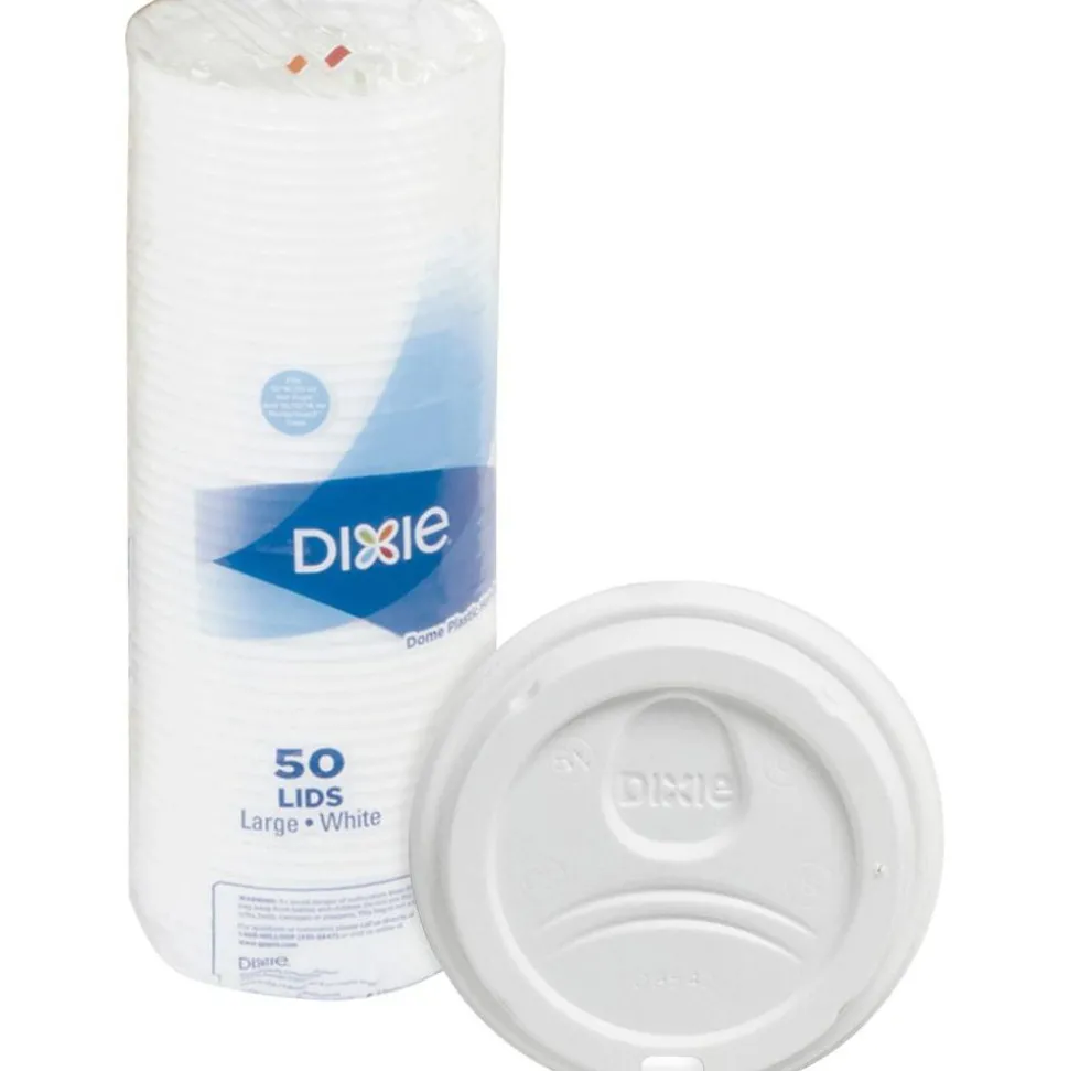 Dixie PerfecTouch Hot Cup Lids, For 10-, 12- And 16-Oz Cups, White, Pack Of 50 Lids