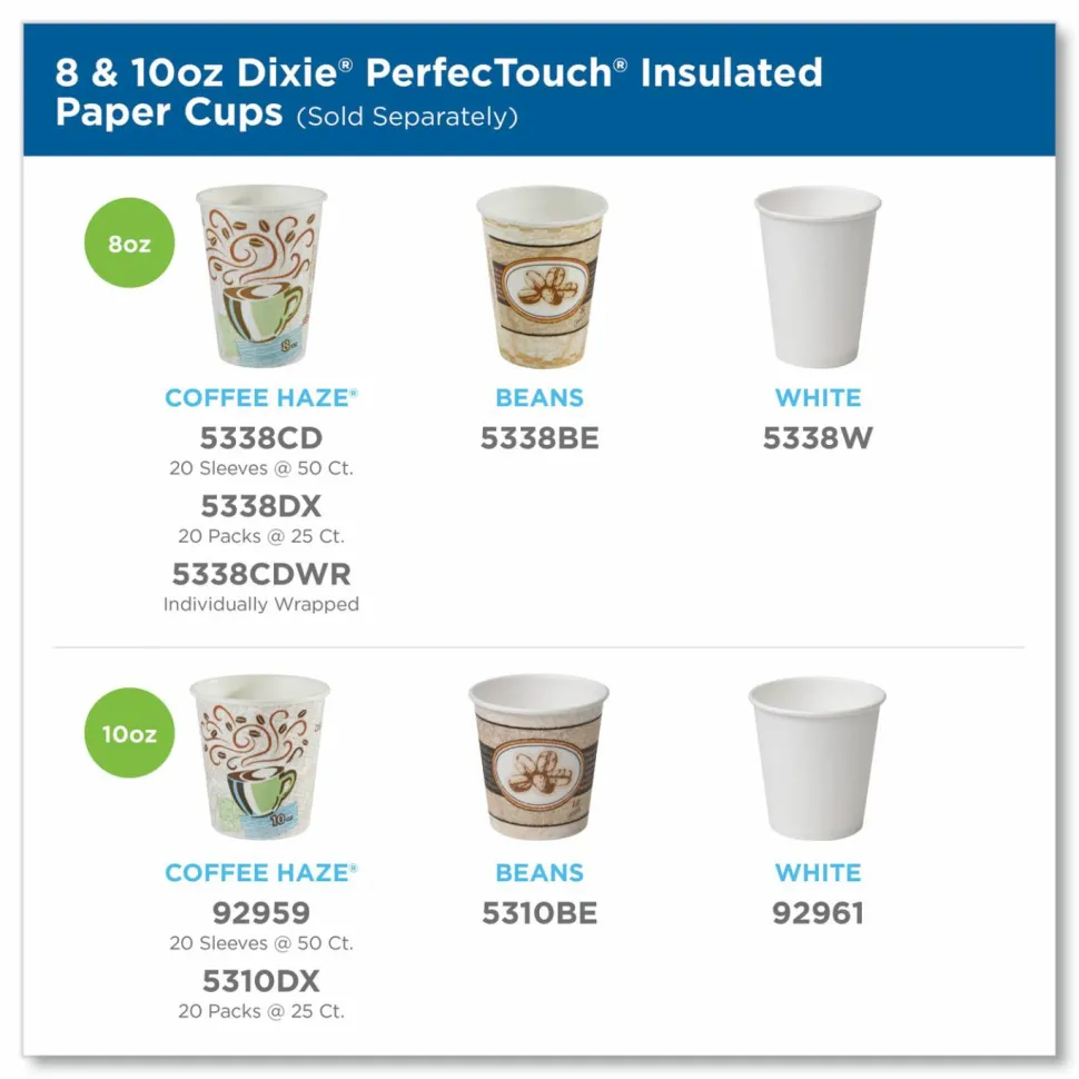 Dixie PerfecTouch Insulated Paper Cups, 8 Oz, Coffee Haze, Pack Of 1,000 Cups