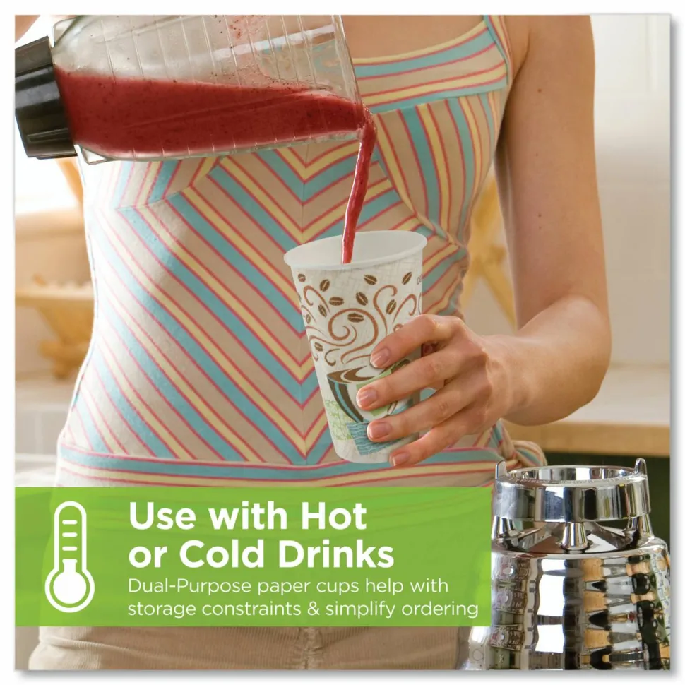 Dixie PerfecTouch Paper Hot Cups, 10 oz, Coffee Haze Design, 25/Sleeve, 20 Sleeves/Carton