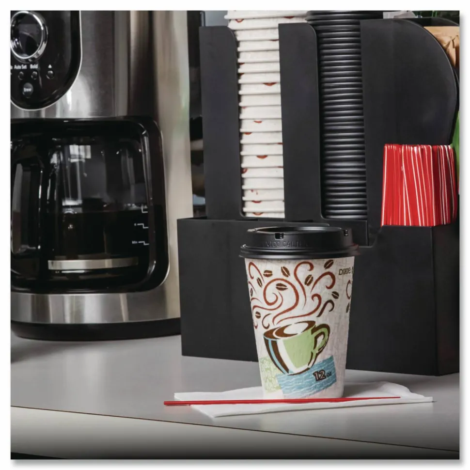 Dixie PerfecTouch Paper Hot Cups, 10 oz, Coffee Haze Design, 25/Sleeve, 20 Sleeves/Carton