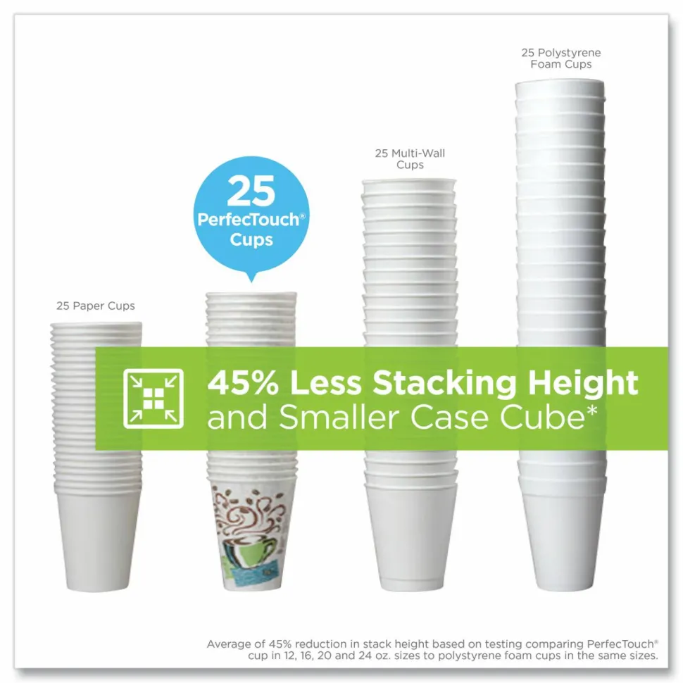 Dixie PerfecTouch Paper Hot Cups, 10 oz, Coffee Haze Design, 25/Sleeve, 20 Sleeves/Carton