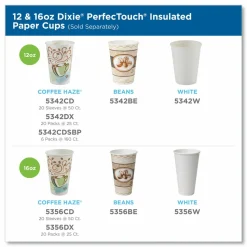 Dixie PerfecTouch Paper Hot Cups, 10 oz, Coffee Haze Design, 50/Sleeve, 20 Sleeves/Carton