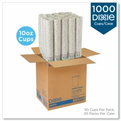 Dixie PerfecTouch Paper Hot Cups, 10 oz, Coffee Haze Design, 50/Sleeve, 20 Sleeves/Carton