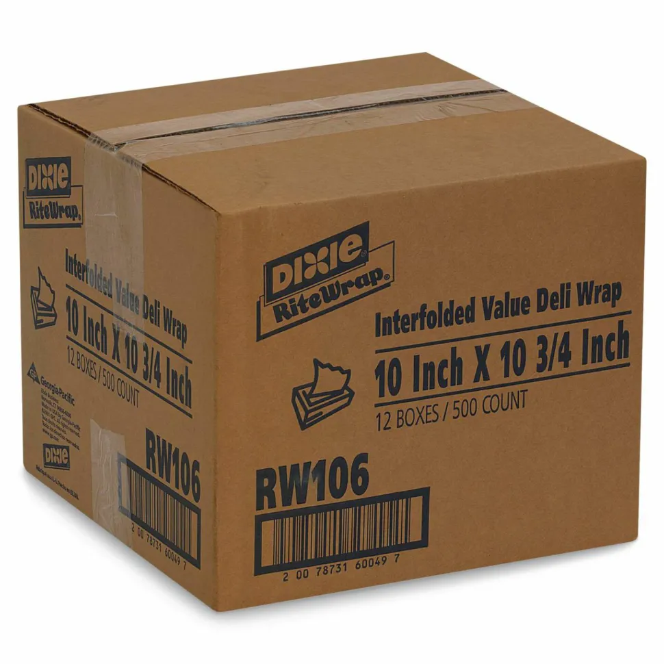 Dixie Rite-Wrap Dry Wax Lightweight Deli Paper, 10 x 10.75, 500 Sheets/Pack, 12 Packs/Carton