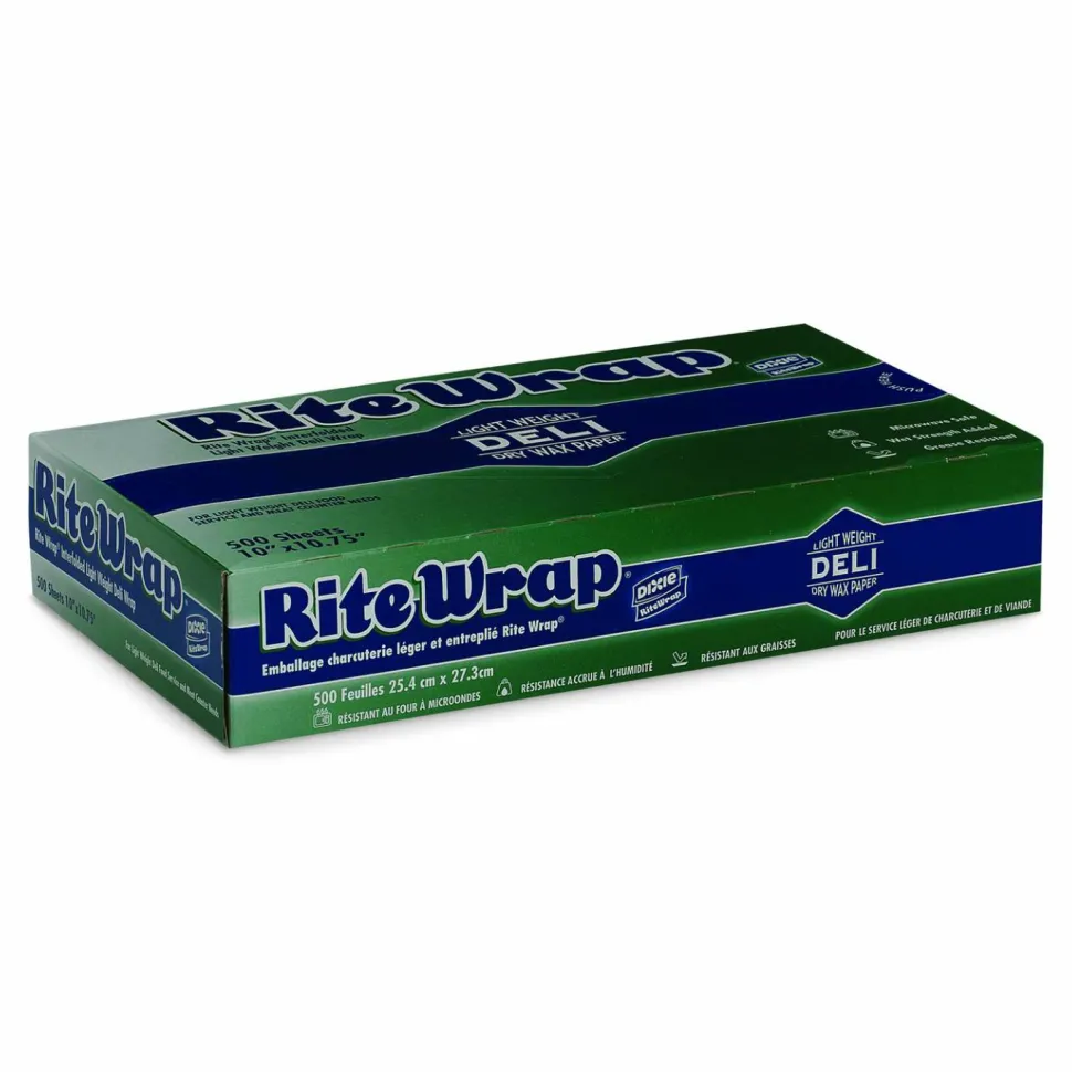 Dixie Rite-Wrap Dry Wax Lightweight Deli Paper, 10 x 10.75, 500 Sheets/Pack, 12 Packs/Carton