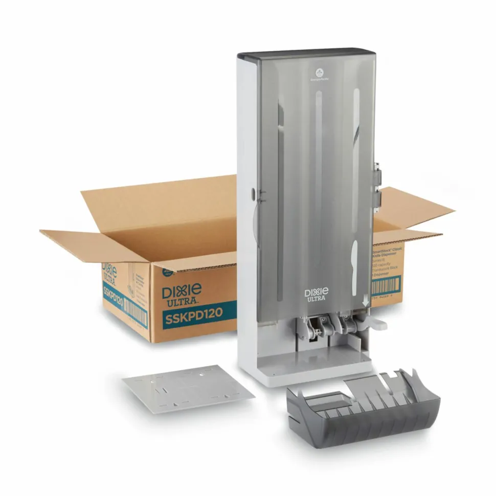 Dixie SmartStock Dining Utensil Dispenser, Holds 120 Knives, 10 x 8.78 x 24.75, Smoke