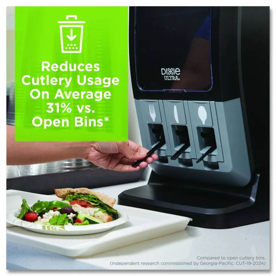Dixie SmartStock Tri-Tower Dispenser, Holds Forks/Knives/Spoons, 13.16 x 16.07 x 31.03, Black/Gray