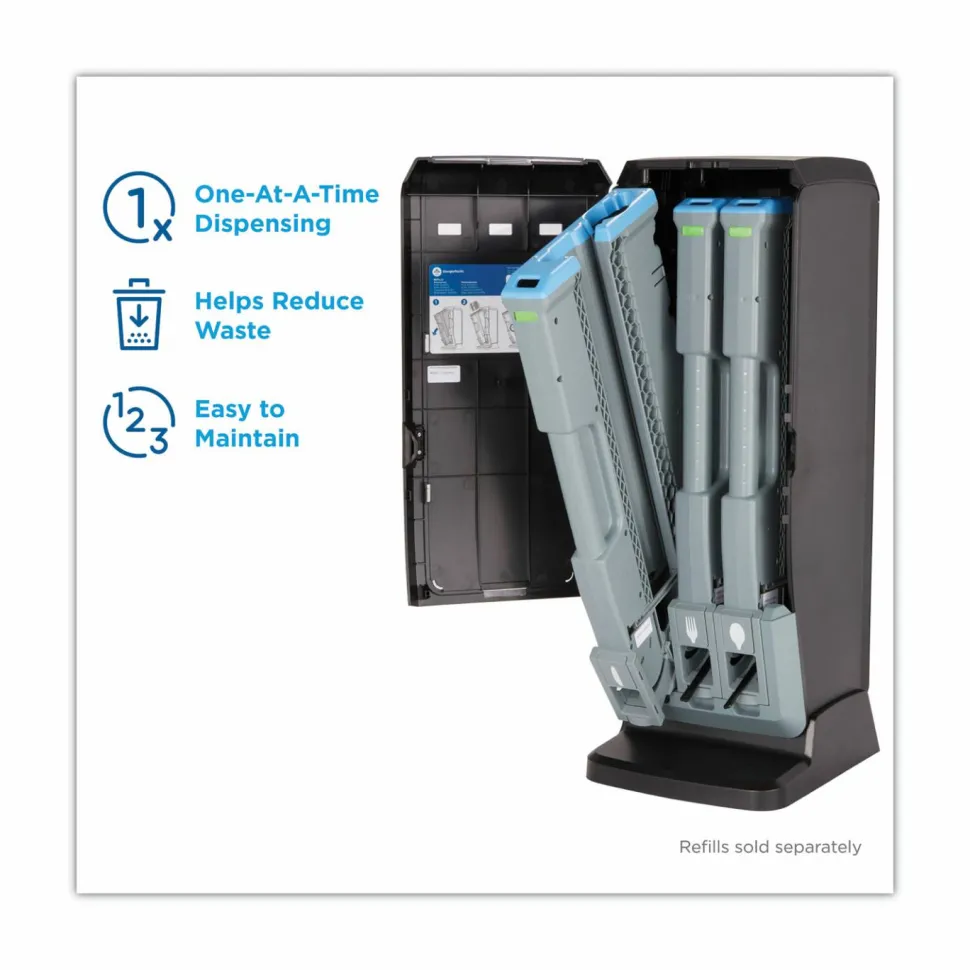 Dixie SmartStock Tri-Tower Dispenser, Holds Forks/Knives/Spoons, 13.16 x 16.07 x 31.03, Black/Gray