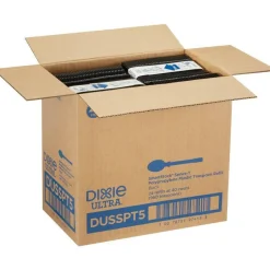 Dixie SmartStock Tri-Tower Dispensing System Polypropylene Cutlery, Mediumweight Spoon, Plastic, Black, 40/Pack, 24 Packs/Carton