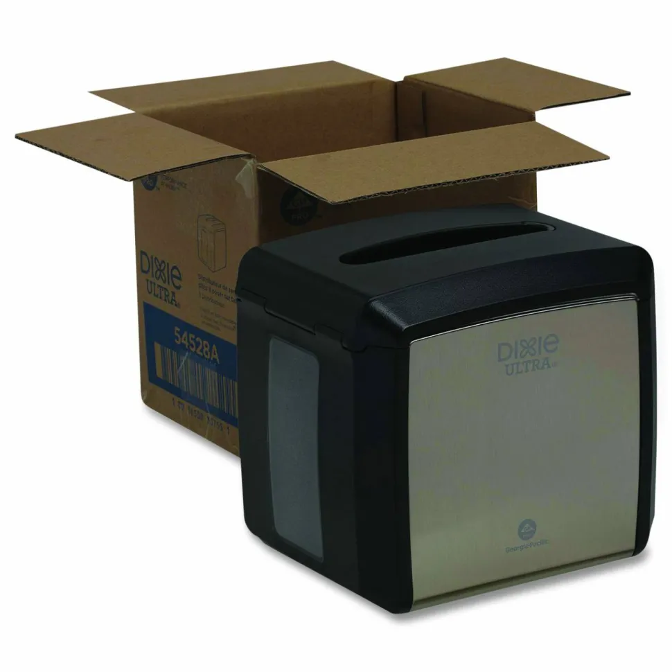 Dixie Tabletop Napkin Dispenser, 7.6 x 6.1 x 7.2, Stainless Black